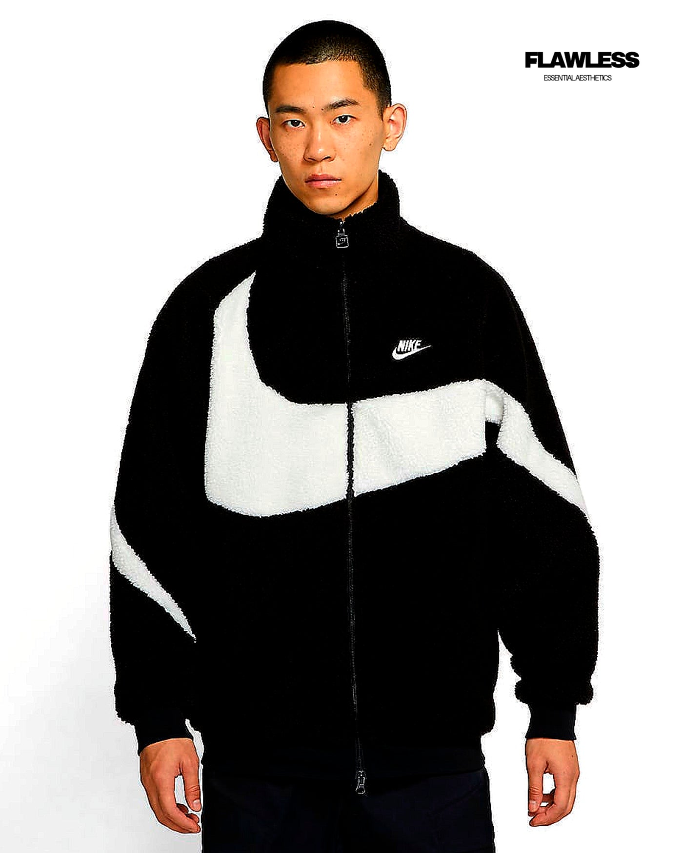 Nike Big Swoosh Reversible Boa Jacket "Black Sail"
