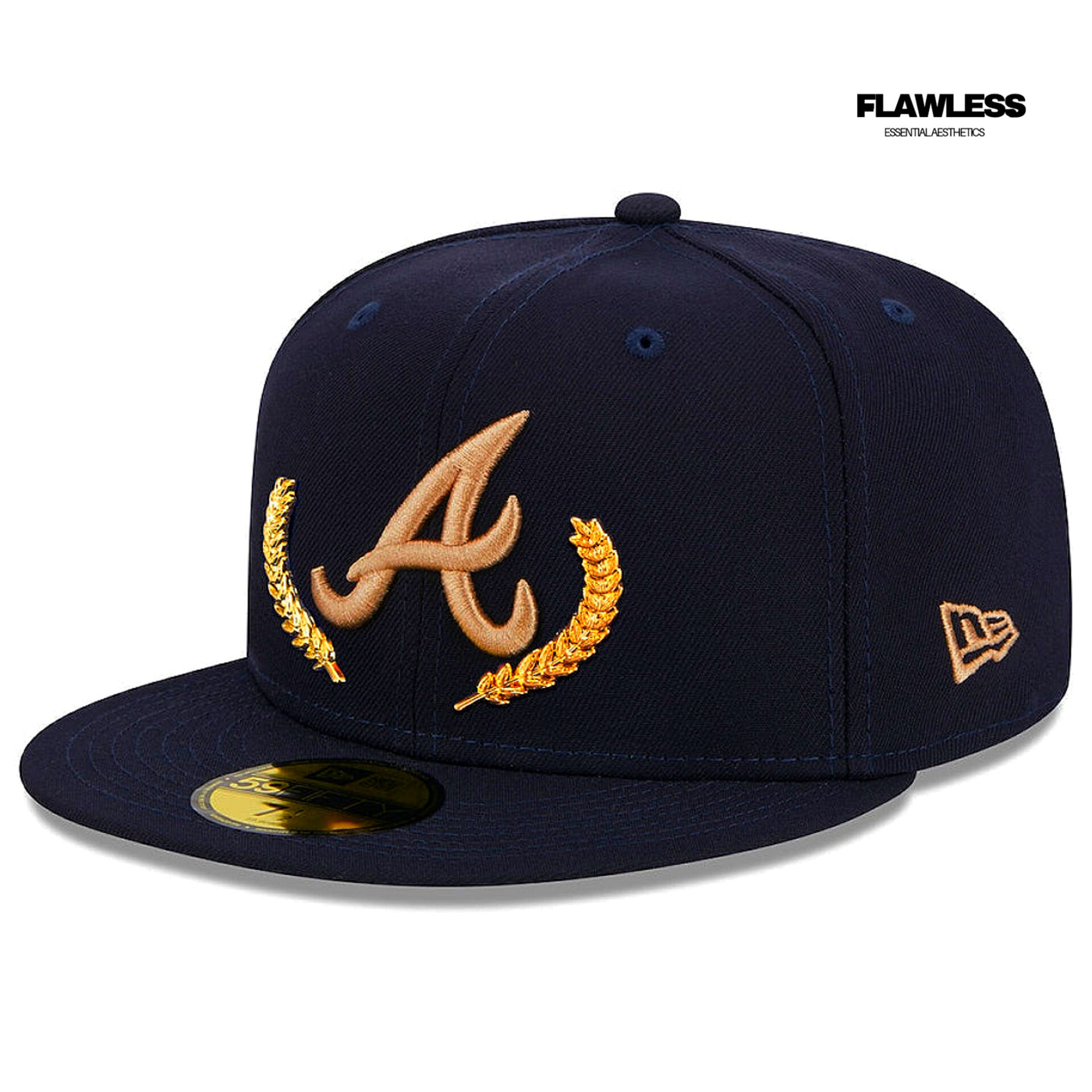 New Era Navy Atlanta Braves Gold Leaf 59FIFTY Fitted Hat
