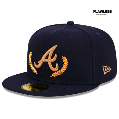 New Era Navy Atlanta Braves Gold Leaf 59FIFTY Fitted Hat