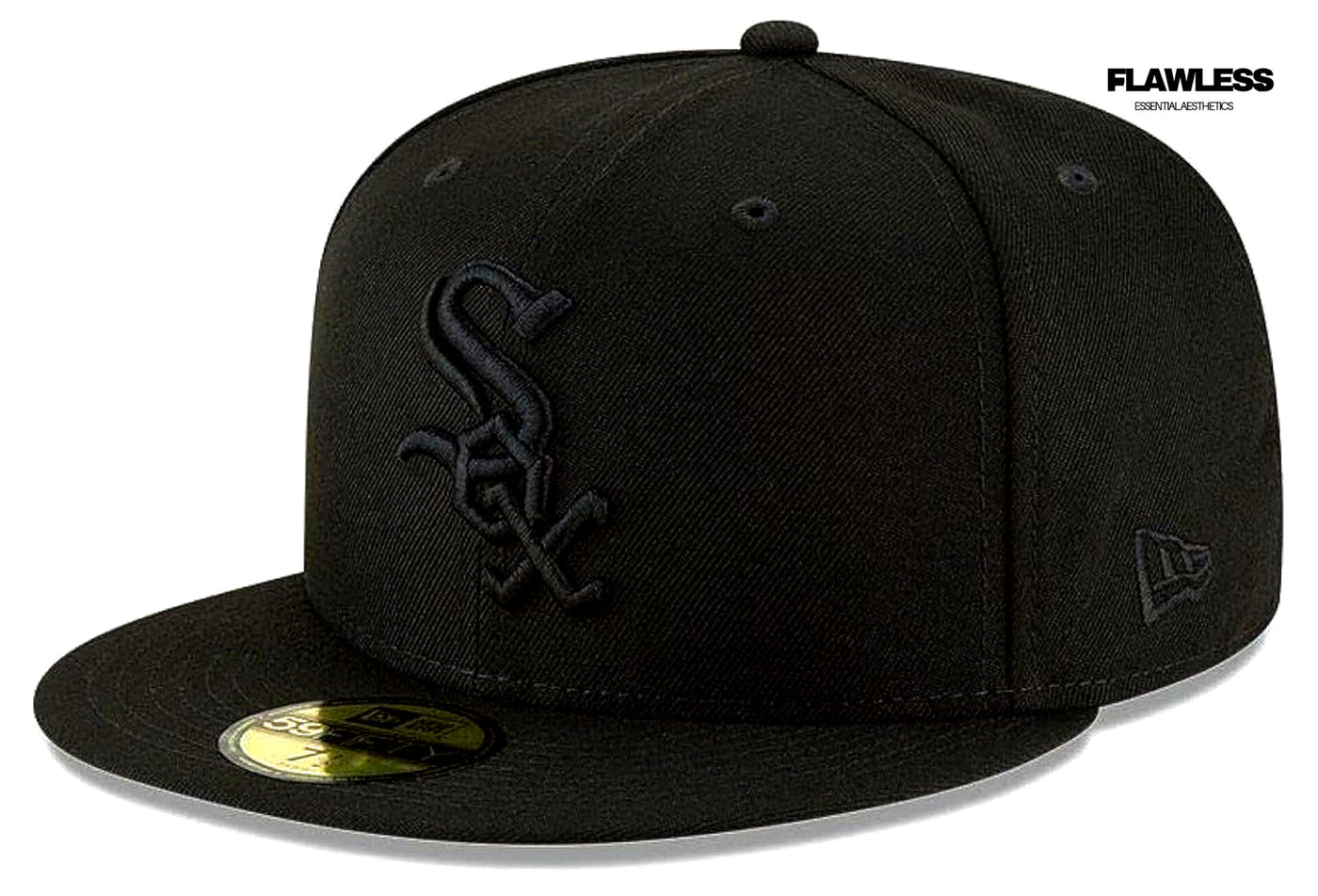 New Era 59𝑭𝒊𝒇𝒕𝒚 Hat Chicago White Soz Black Cap