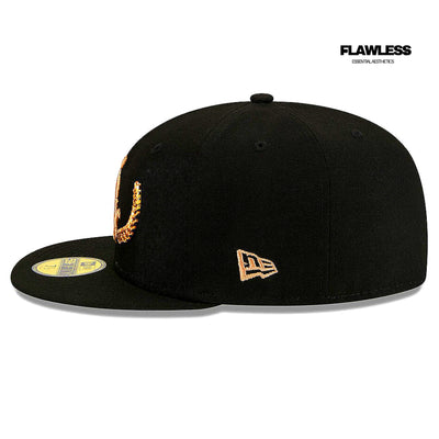 New Era Navy Atlanta Braves Gold Leaf 59FIFTY Fitted Hat