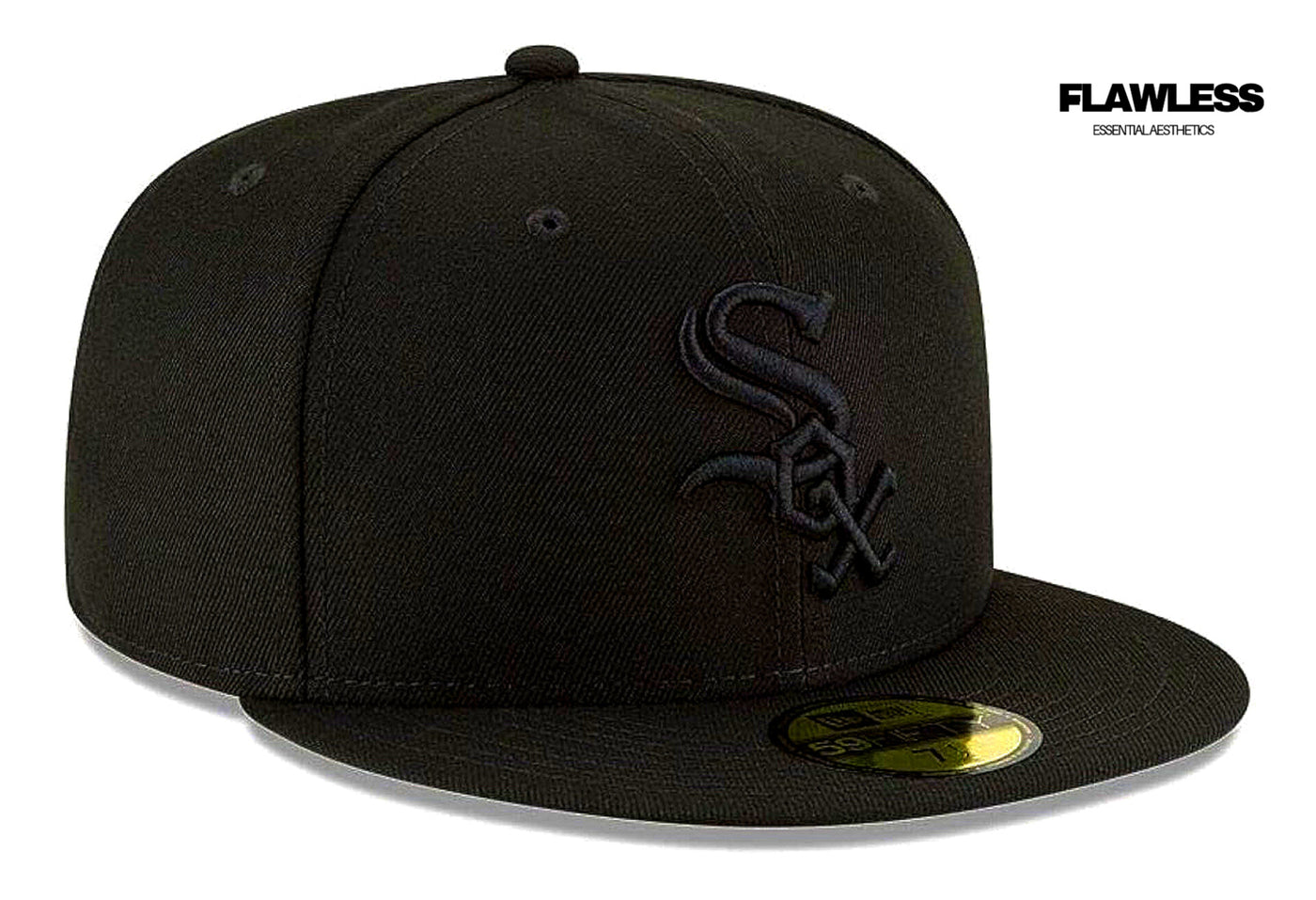New Era 59𝑭𝒊𝒇𝒕𝒚 Hat Chicago White Soz Black Cap