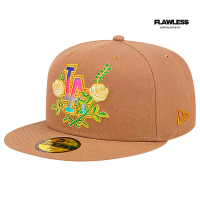 Dodgers New Era Khaki Rose Garden 59FIFTY Fitted Hat