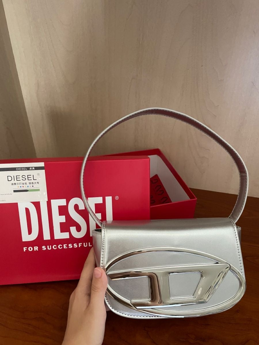 Diesel 1DR leather crossbody bag "Silver"