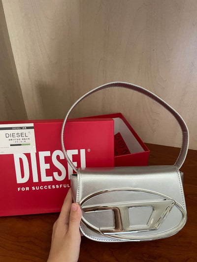 Diesel 1DR leather crossbody bag "Silver"