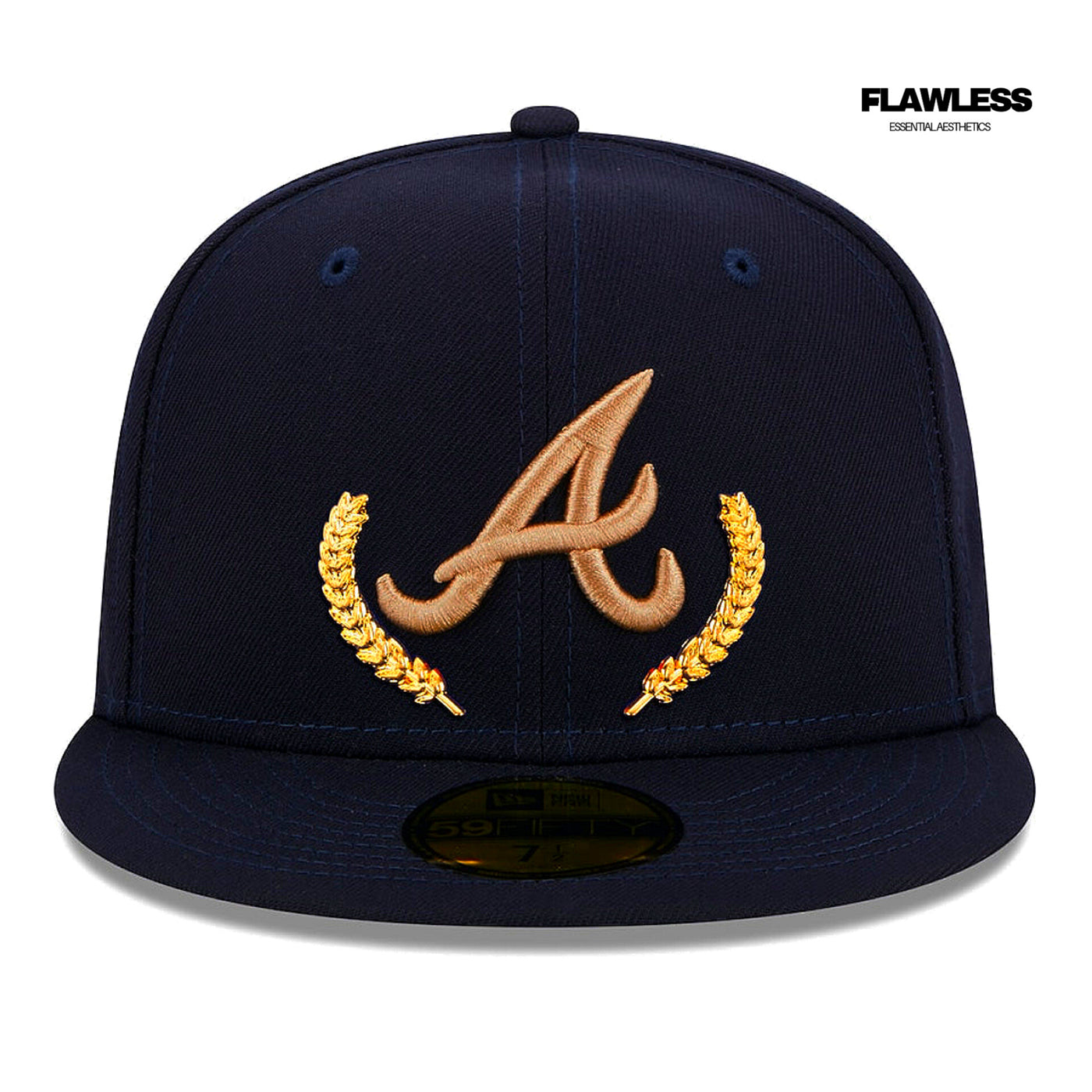 New Era Navy Atlanta Braves Gold Leaf 59FIFTY Fitted Hat