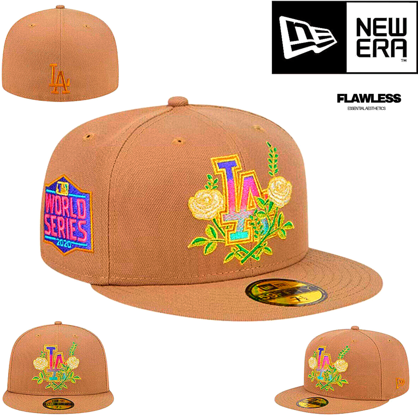 Dodgers New Era Khaki Rose Garden 59FIFTY Fitted Hat