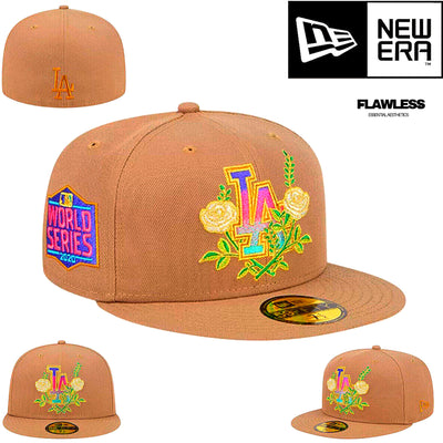 Dodgers New Era Khaki Rose Garden 59FIFTY Fitted Hat