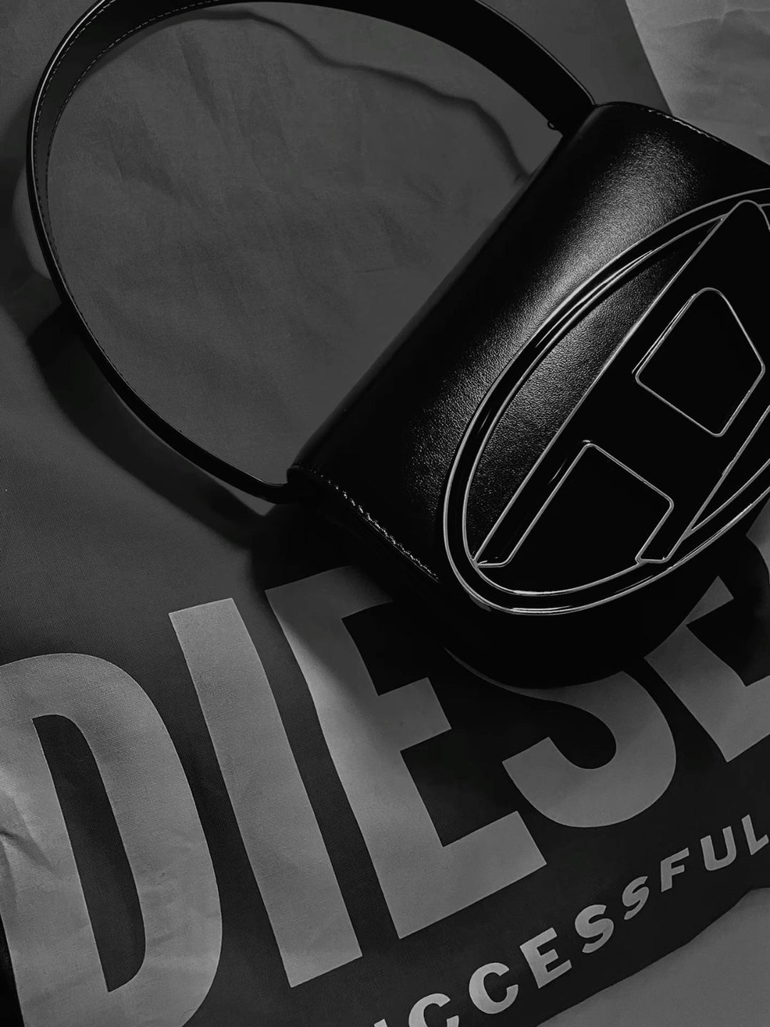 Diesel 1DR leather crossbody bag "Black"